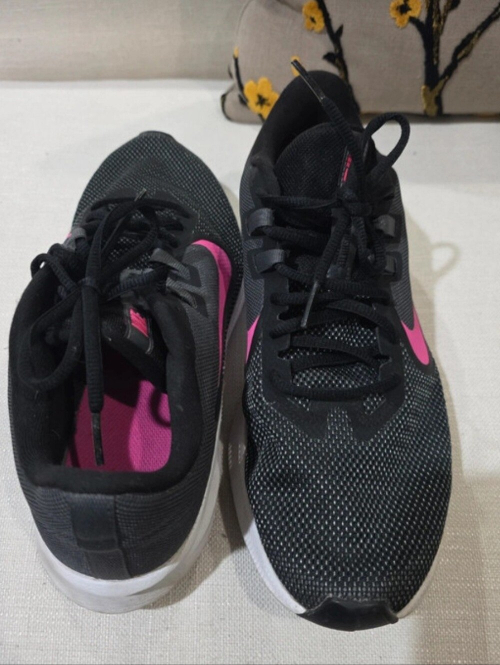 Nike Black with Pink Swoosh Women’s Training Sneakers